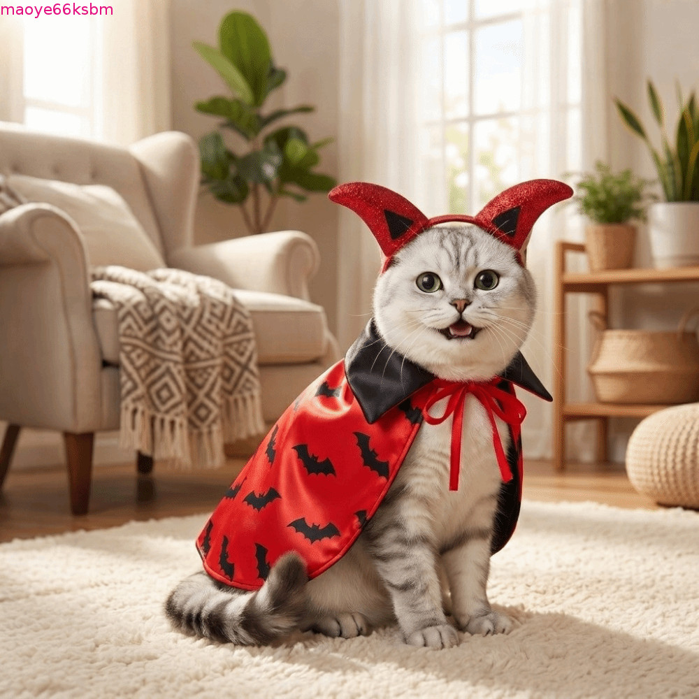 ZORVEX Cat Cosplay Cloak, Bộ áo choàng dơi chó phù hợp có thể điều chỉnh cổ đứng, thoáng khí thoáng 