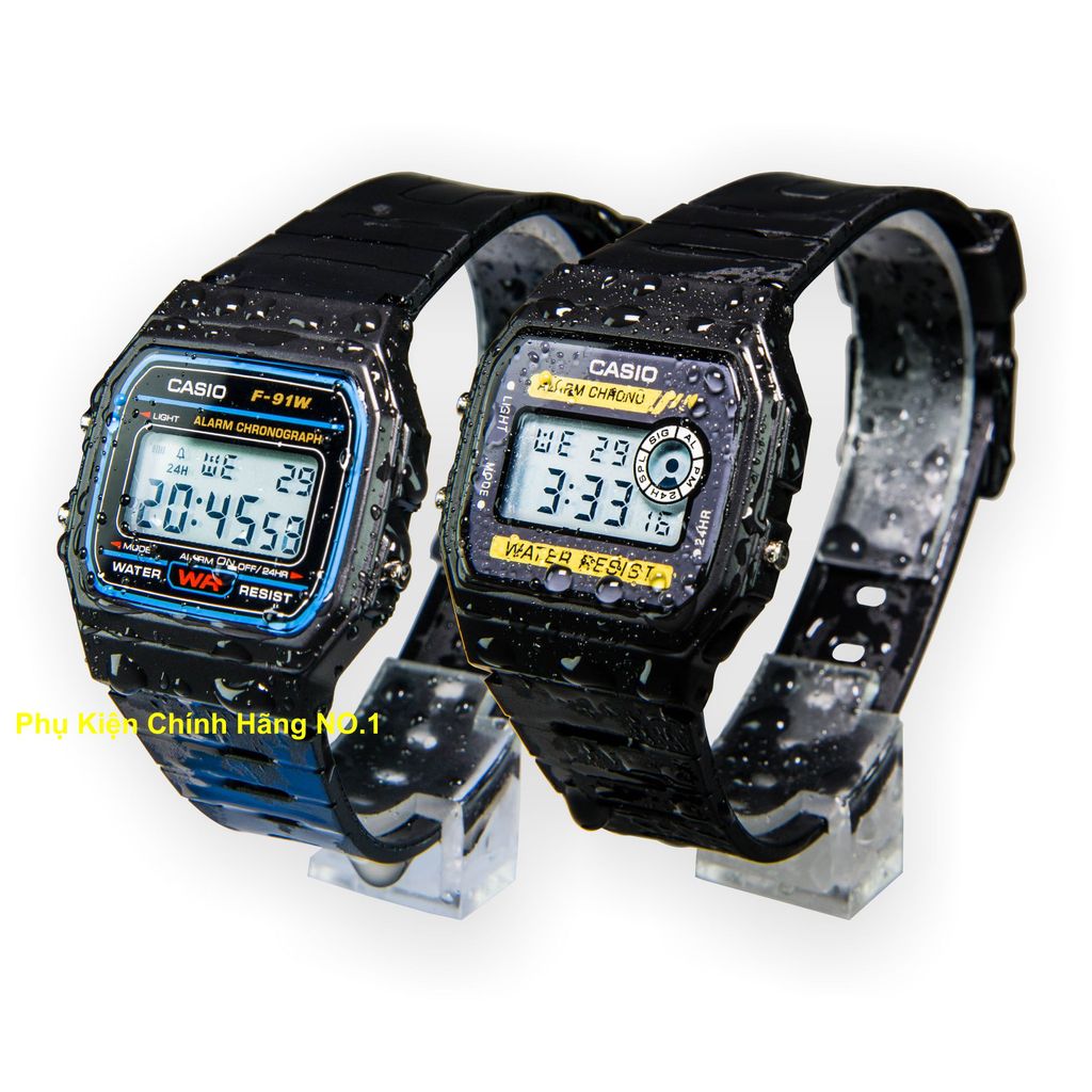 [COMBO BỘ ĐÔI CASIO HUYỀN THOẠI] Bộ Đôi Đồng Hồ Điện Tử Casio F-91W Và Casio F-94W Huyền Thoại, Đồng