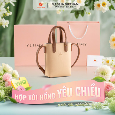 Bộ hộp quà YUUMY (Túi đeo chéo nữ YUUMY YN305 + Hộp quà YHQ2 + Túi giấy YTG2 + Túi rút BVR3838 + Thiệp cảm ơn YBT1)