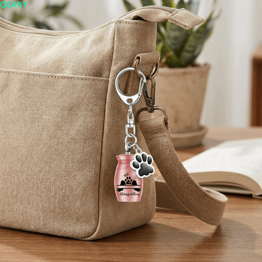 QEARY Pet Urns Móc khóa, Mặt dây chuyền tro mèo treo chống mài mòn, Móc khóa tưởng niệm thú cưng Nhẹ chống nước cho thú cưng nhỏ Urns Đài tưởng niệm tang lễ