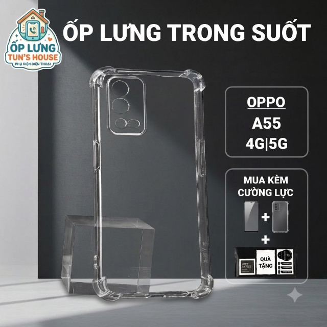 Ốp lưng Oppo A55 4G, A55 5G Ốp Nhà Tun trơn trong suốt | Ốp điện thoại Oppo dẻo bảo vệ camera đt toà