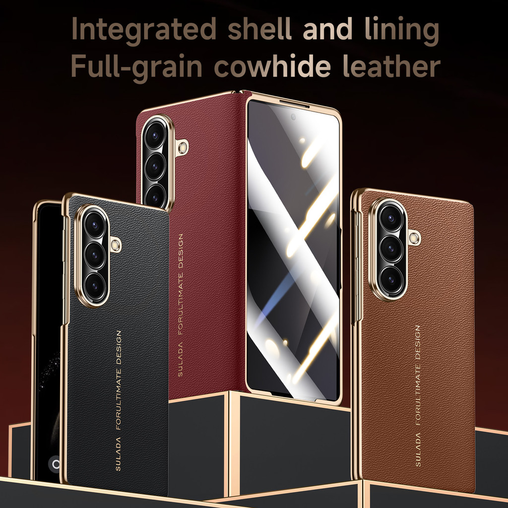 Ốp Da Thật Chính Hãng Sang Trọng Cho Samsung Z Fold7 Vỏ Tích Hợp Sulada Vỏ Và Phim Tích Hợp Vỏ Da Bò