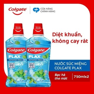 Bộ đôi nước súc miệng Colgate diệt 99% vi khuẩn Plax bạc hà 500ml