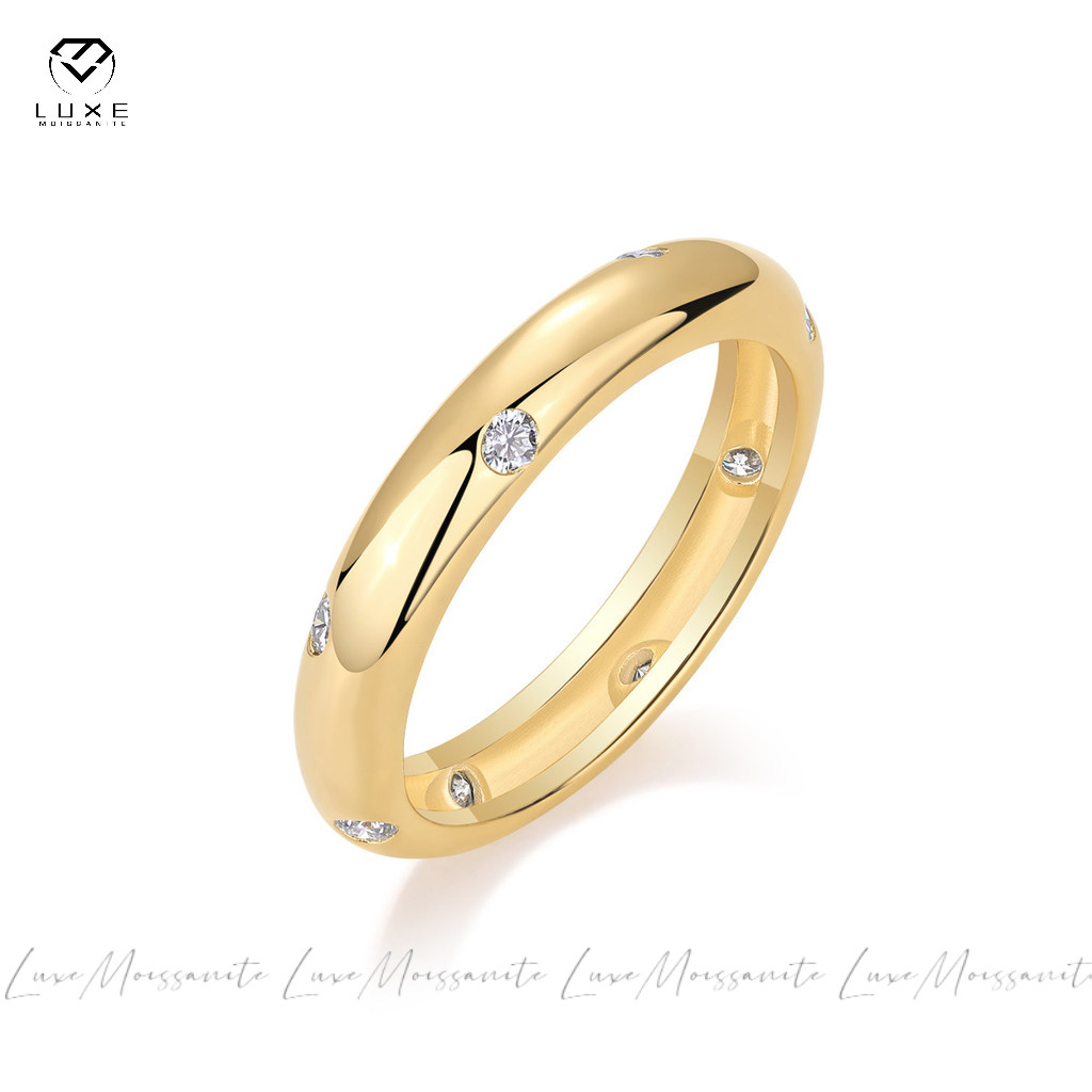 Real Moissanite 2MM 4MM Cắt Tròn Trắng D Myriad Of Stars Nhẫn S925 Bạc U7853 Có Chứng Nhận GRA Có Th