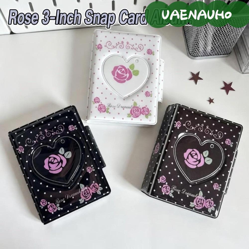 UAENAUH0 Album Ảnh 3 Inch, Photocard Binder Heart Hollow Photocard Holder, Vintage Hoa Hồng In Nút C