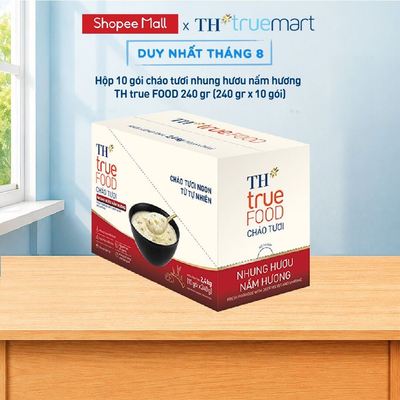 Hộp 10 gói cháo tươi nhung hươu nấm hương TH true FOOD 240 gr (240 gr x 10 gói)