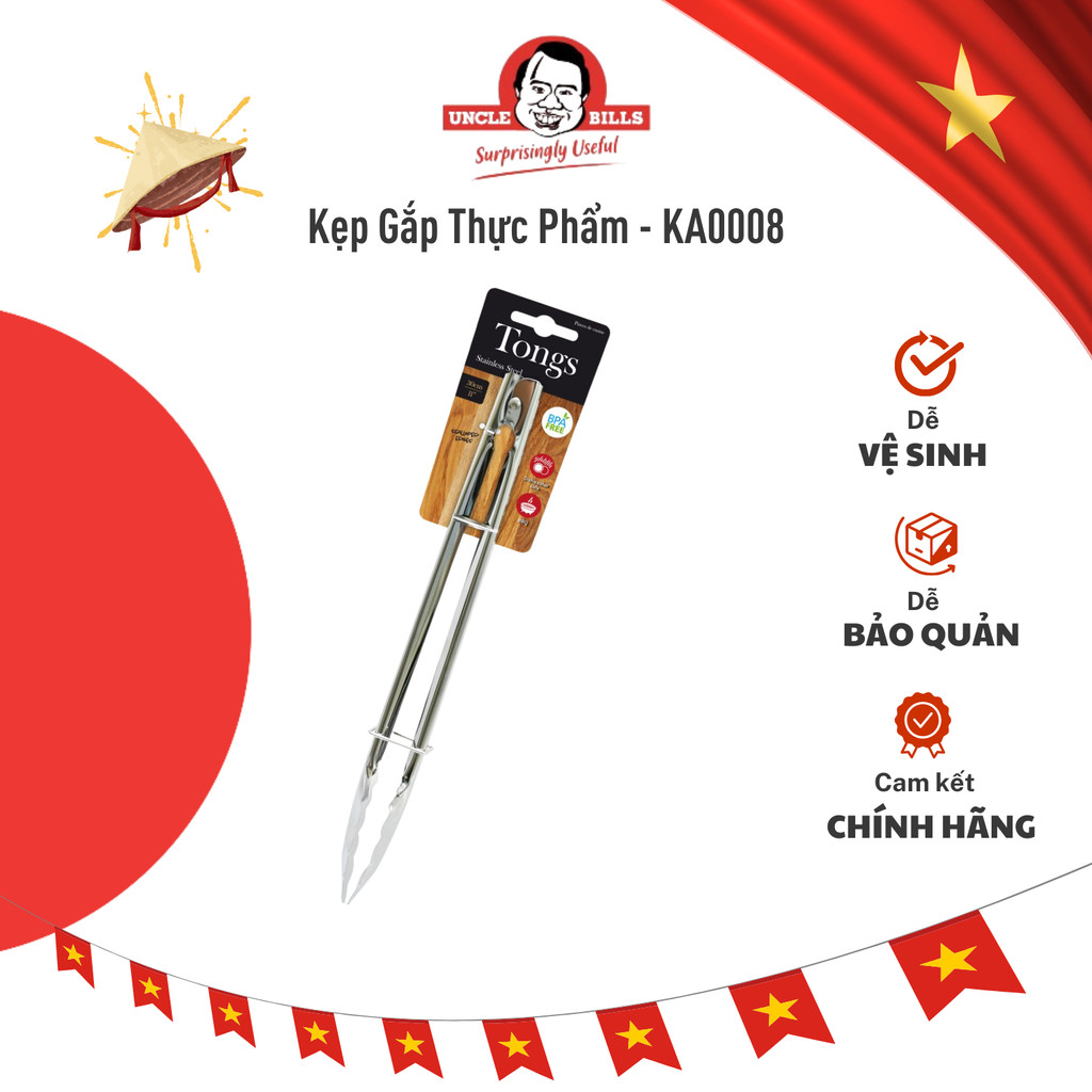 Kẹp Gắp Thực Phẩm UNCLE BILLS Thép Không Gỉ Chống Dính - KA0008