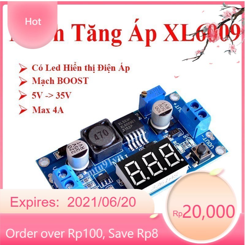 012 Mạch Tăng Áp DC-DC XL6009 có LED Hiển Thị 5-35V 4A