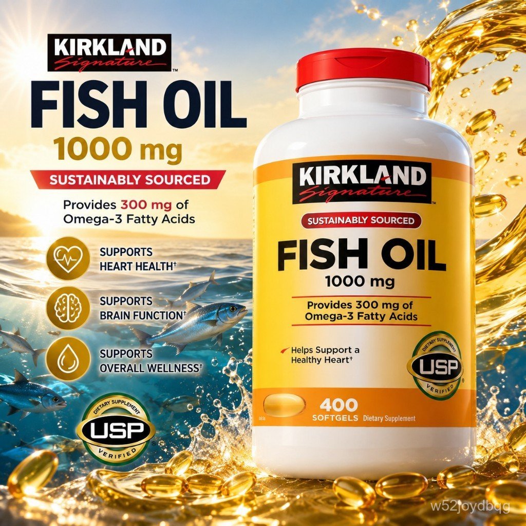 [CHÍNH HÃNG] Viên uống dầu cá bổ sung Omega-3 cho Tim mạch, Thị lực & Não bộ Kirkland Signature Fish