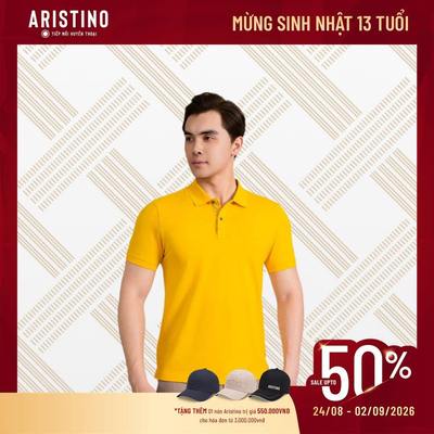 Áo Polo Nam Tay Ngắn Vàng Mercerized Aristino Co Giãn Thoáng Mát