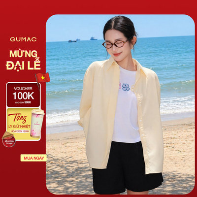 Áo sơ mi nữ Gmorning - GUMAC form rộng thoải mái phối nẹp giữa  YAF11019