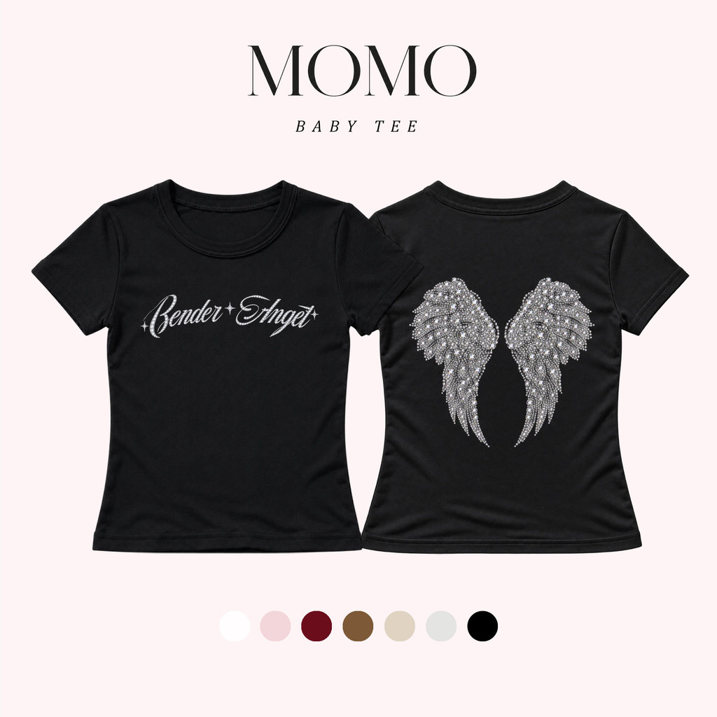 Áo thun nữ MOMO Baby Tee Angel Wings Shiny Y2K Style