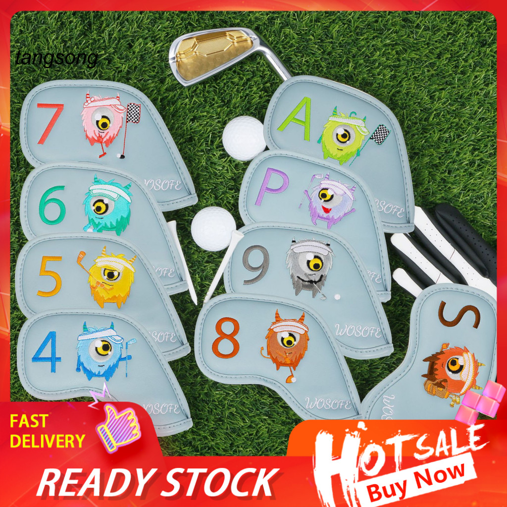 Tang _ Golf Iron Head Covers Iron Head Cover Set 9 chiếc Golf Club Head Covers Set Dày Giả Da Sắt Nê