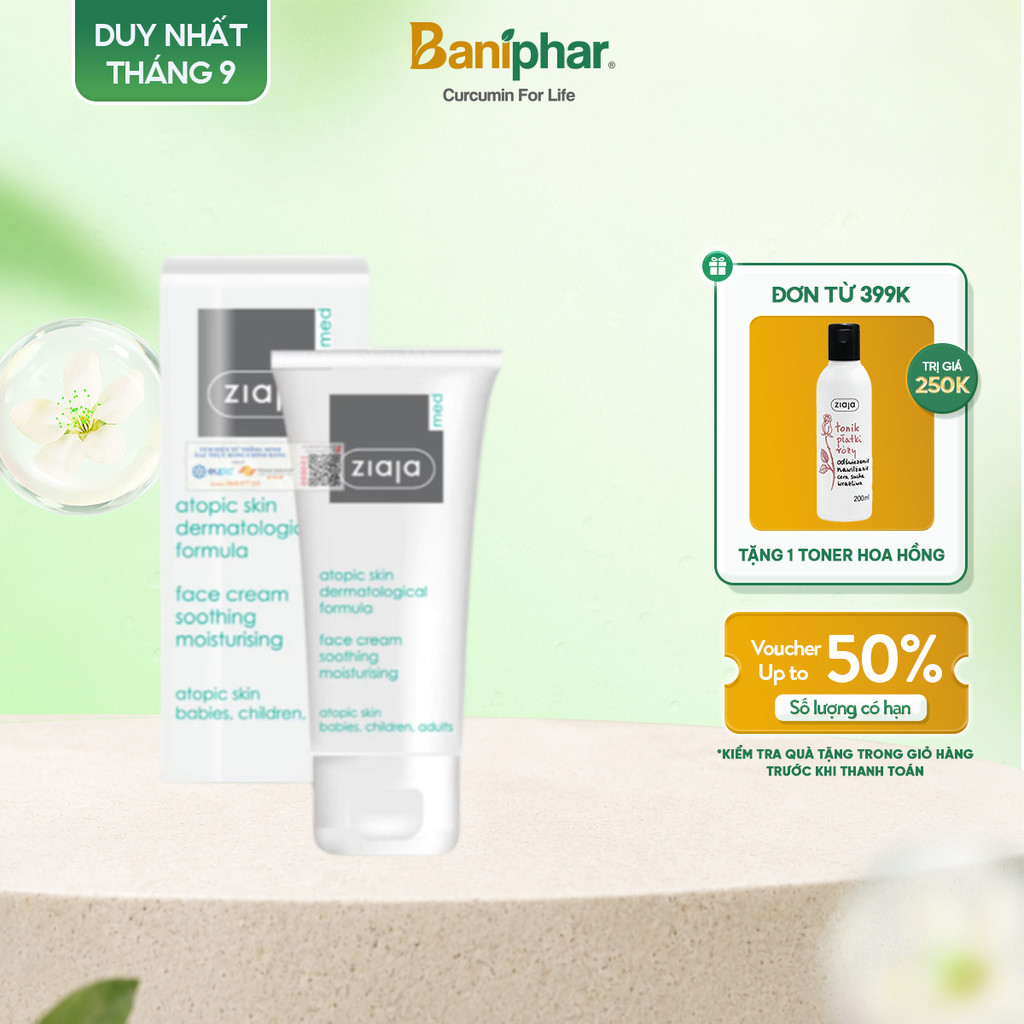 [Chính Hãng] Kem dưỡng ẩm Ziaja Med Atopic Skin 5% Urê dịu nhẹ 50ml