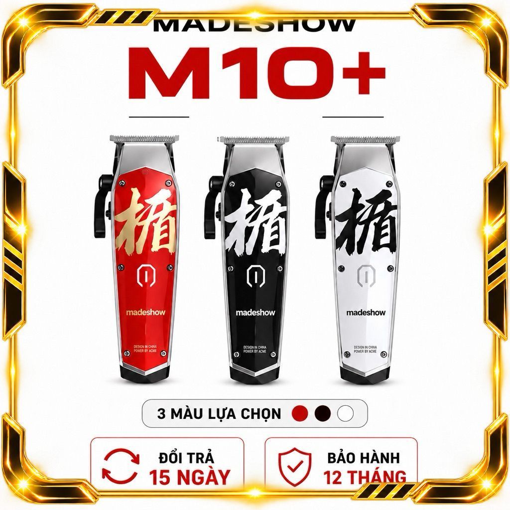 Tông Đơ Cắt Tóc Madeshow M10+ Không Dây Pin 2200mAh Cắt Fade Cắt Sát 0.1mm Salon Gia Đình