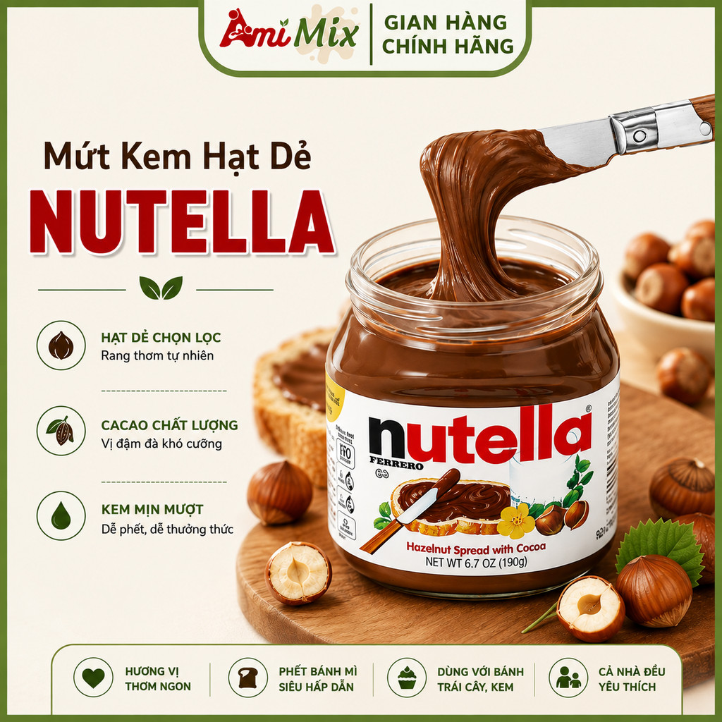 Mứt Kem Hạt Dẻ Nutella (Hộp 200g, 350g, 450g và 680g)