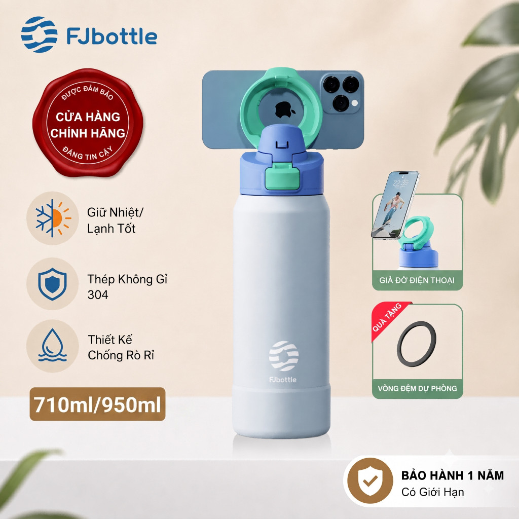 Bình nước giữ nhiệt FJbottle710ml / 950ml có nắp từ tính, Thích hợp cho mọi điện thoại di động.