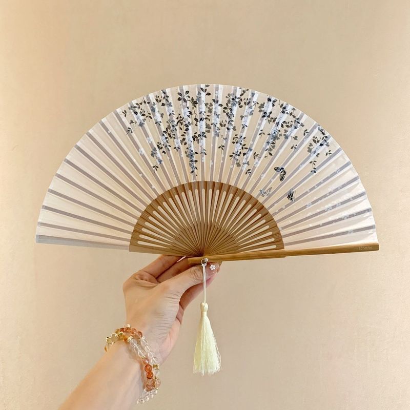 Wang Xingji Cổ Quạt Bán Tay Nữ Gấp Quạt Phong Cách Trung Hoa Cổ Điển Khiêu Vũ Sườn Xám Mùa Hè Cổ Tra