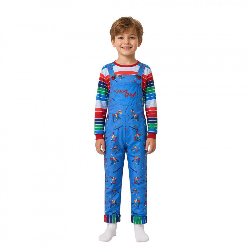 Ma Bé Trở Lại Chucky Mùa Thứ Hai Cos Trang Phục Chucky Quần Áo Halloween Trẻ Em Trang Phục Hóa Trang