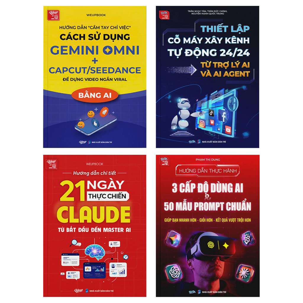 Sách Combo/Lẻ: Cách Sử Dụng Gemini Omni Capcut + Thiết Lập Cỗ Máy Xây Kênh + 21 Ngày Thực Chiến Clau