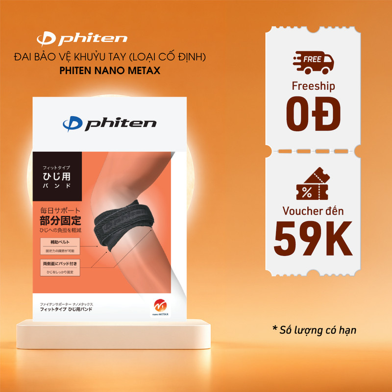 Đai Bảo Vệ Khuỷu Tay Loại Cố Định Phiten Nano Metax Elbow Band Supporter Fit