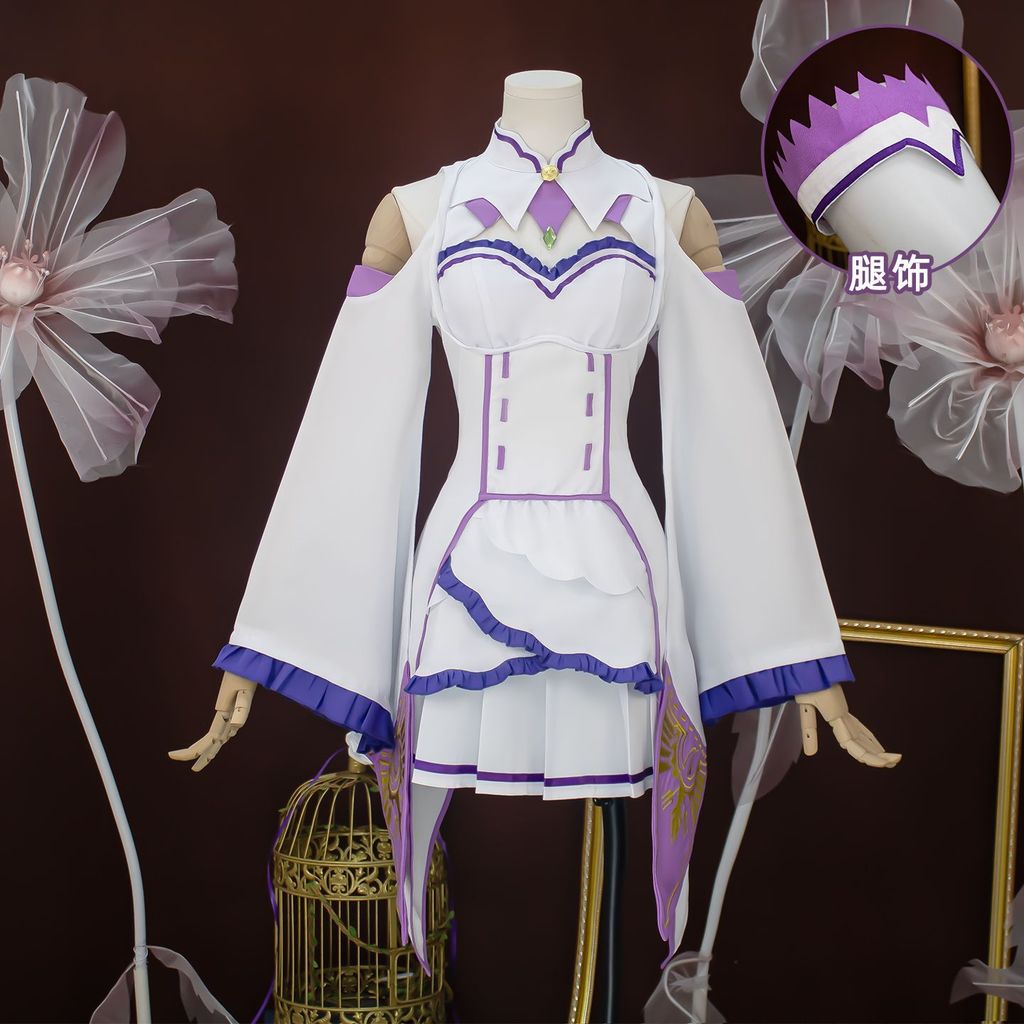 Cosplay Re:Zero Emilia áo dài anime full set giá rẻ giao nhanh bán chạy