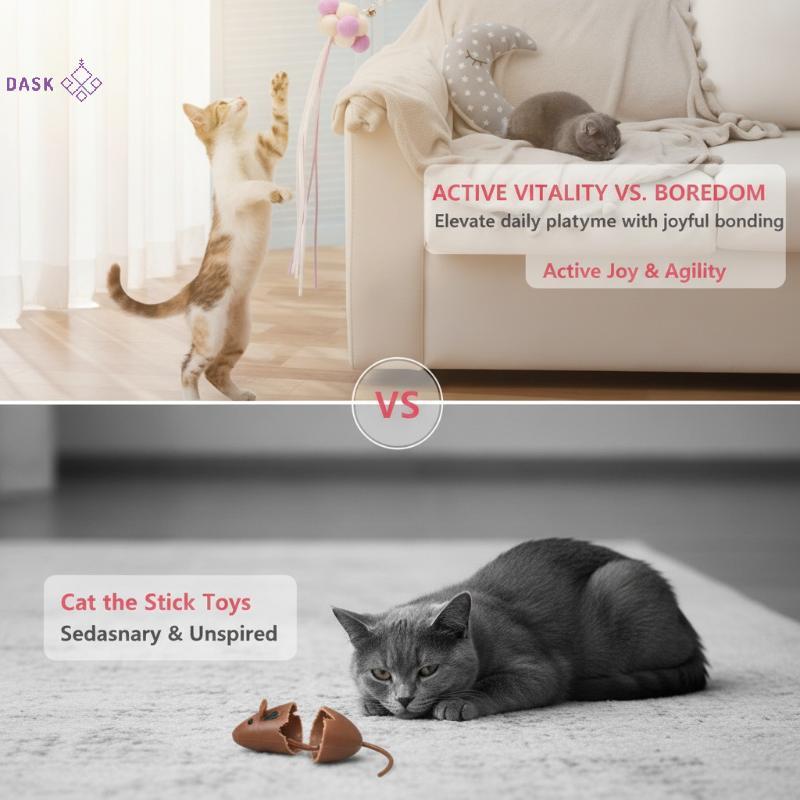 [DASK] Cat Teaser Wand Boredom Relief Đồ chơi chuông tương tác Thanh chơi thú cưng bền mềm cho mèo con trong nhà Puppy Chơi vui nhộn