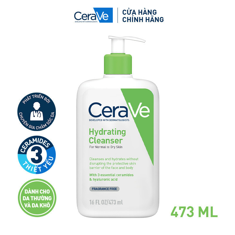 Sữa rửa mặt giúp làm sạch sâu dành cho da thường và da khô Cerave Hydrating Cleanser 473ML | BigBuy360 - bigbuy360.vn