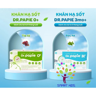  Khăn Ướt Thảo Dược Dr.Papie  Khăn lau hạ sốt Dr Papie dành cho bé 0m+ và 3m+ hộp 25 tờ 