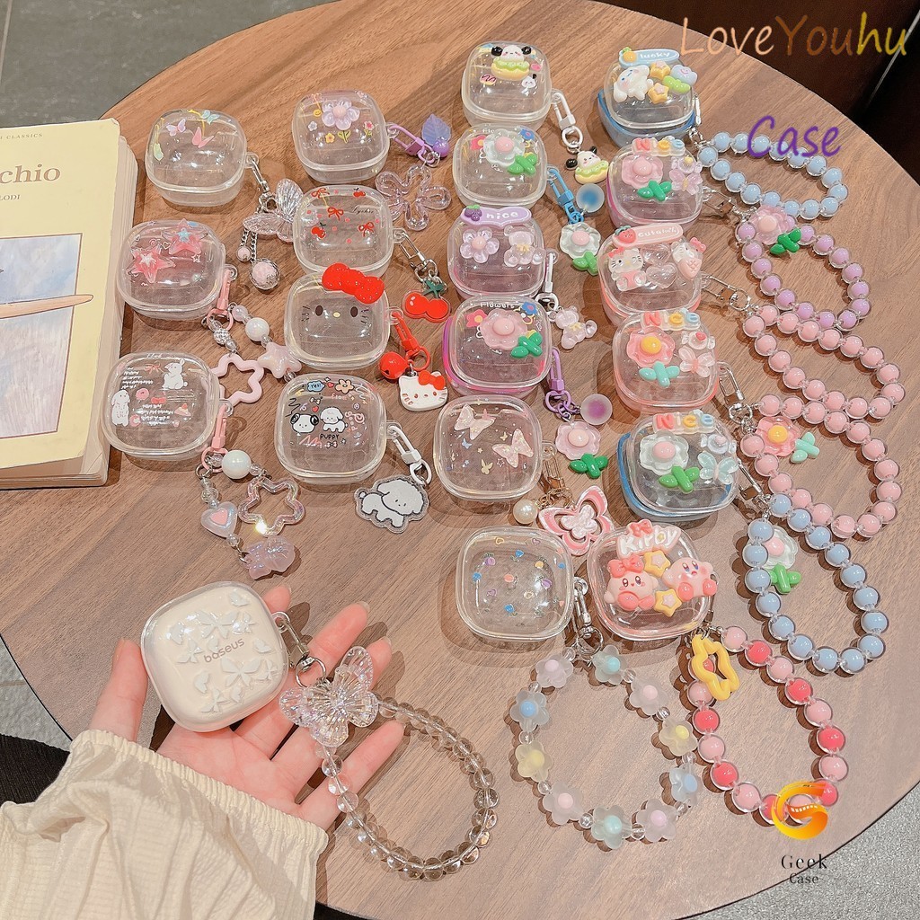 Loveyouhu Cho Baseus Bass BD1 Tai Nghe Cá Tính Dễ Thương DIY Hồng Bướm KT Mèo Case Ốp Tai Nghe hộp đ