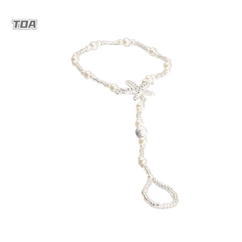 Sandal Ngọc Trai với Anklet và Bracelet, Chiếc Dài Chain, Phù Hợp Đi Bãi Biển