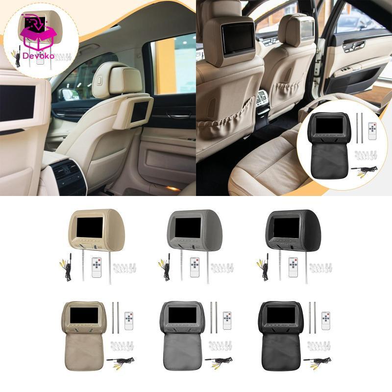 Màn hình tựa đầu ô tô với màn hình 7 inch màu đen với màn hình 7 inch Đầu vào Video đôi màu đen