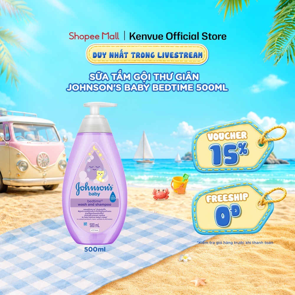 SVIP_Sữa Tắm Gội Thư Giãn Johnson's Baby Bedtime 500ml