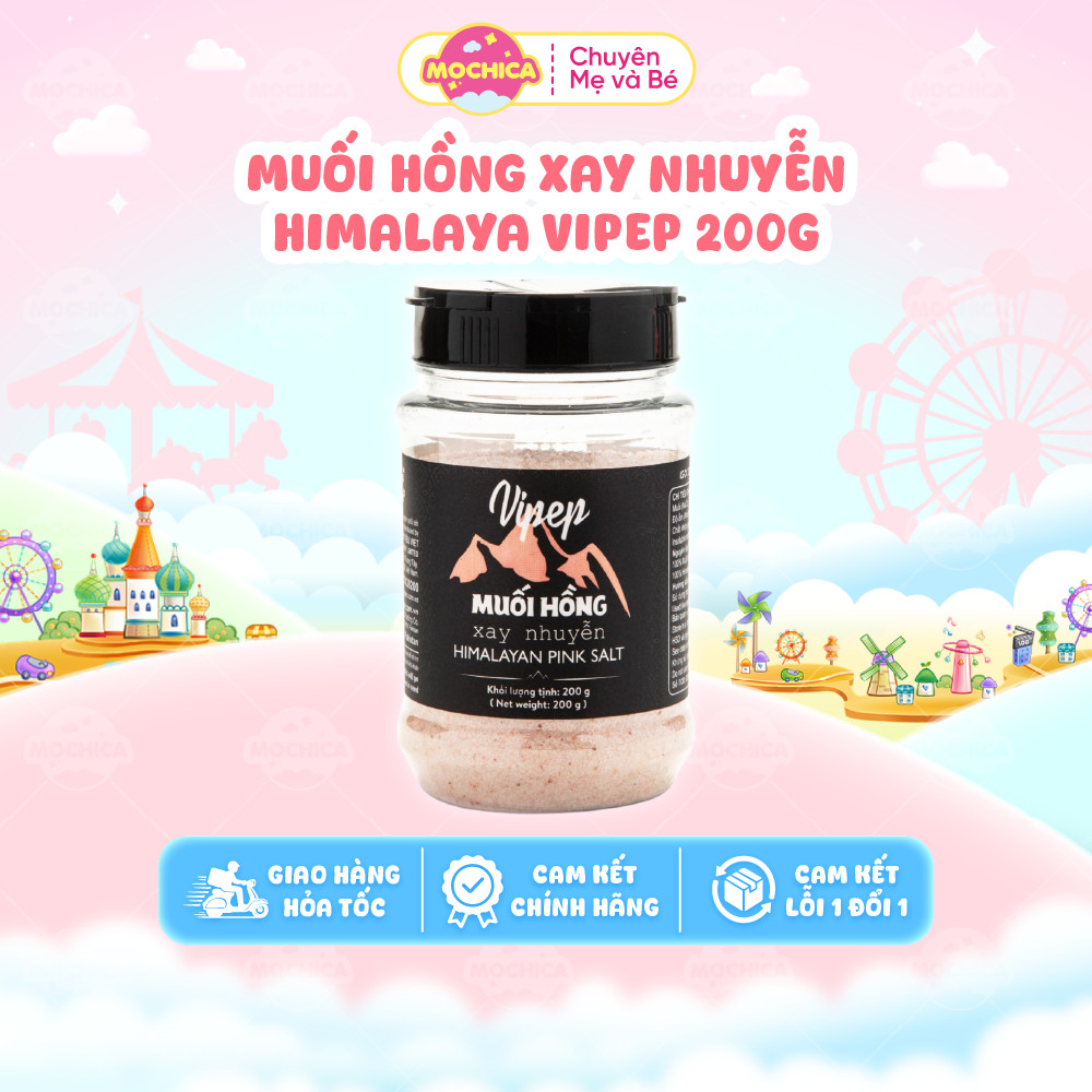 Muối Hồng Himalaya Xay Nhuyễn Vipep Hũ Nhựa 200g- Mochica