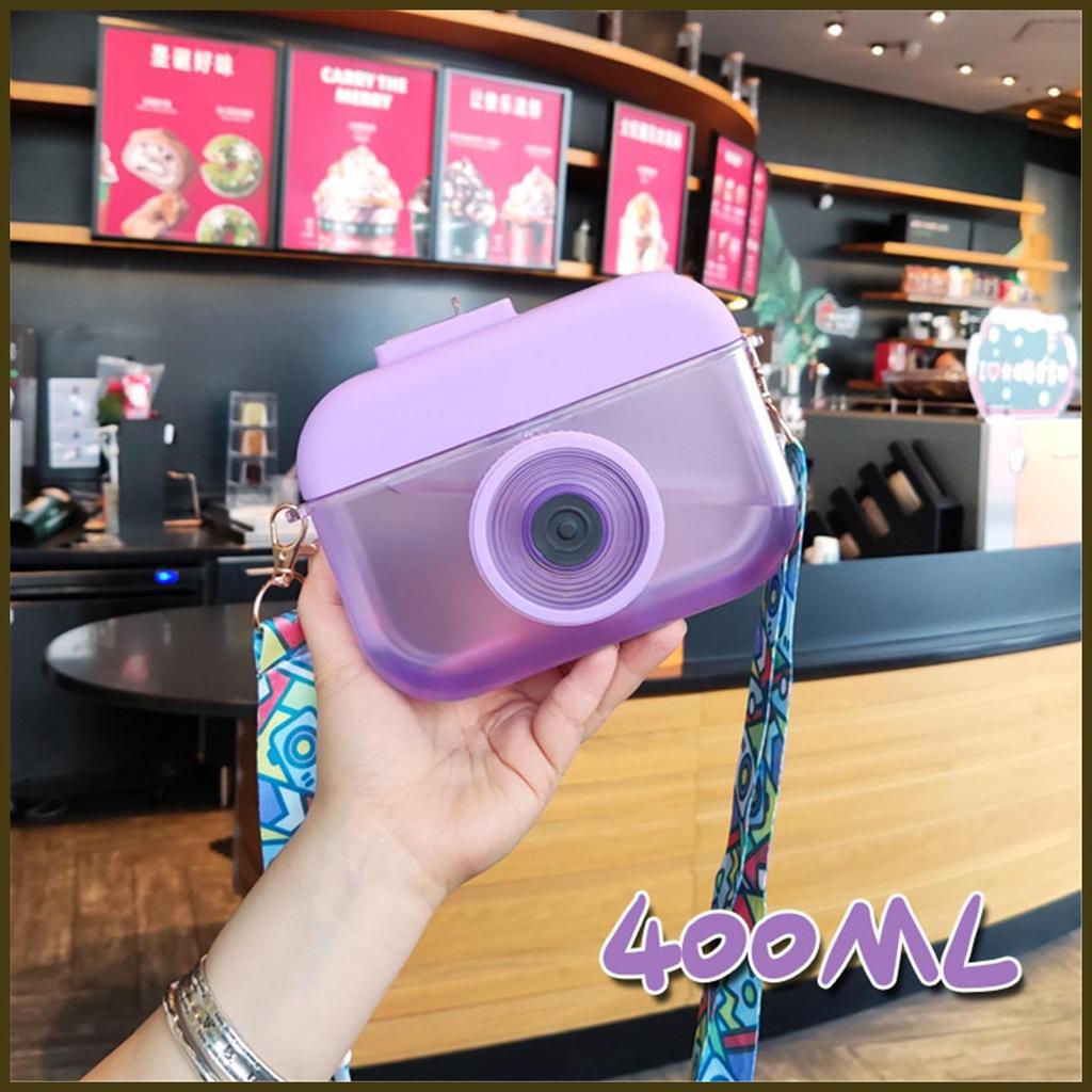 Bình Nước Kawaii Trẻ Em 400ml Kawaii Hình Máy Ảnh Ví Uống Trong Suốt Cốc Nước Uống Dung Tích Lớn han