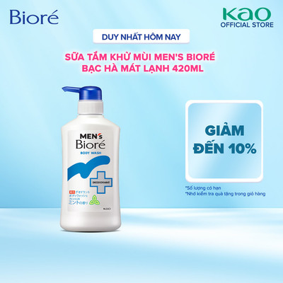 Sữa Tắm Khử Mùi Men's Biore - Bạc Hà Mát Lạnh (Chai) 420ml