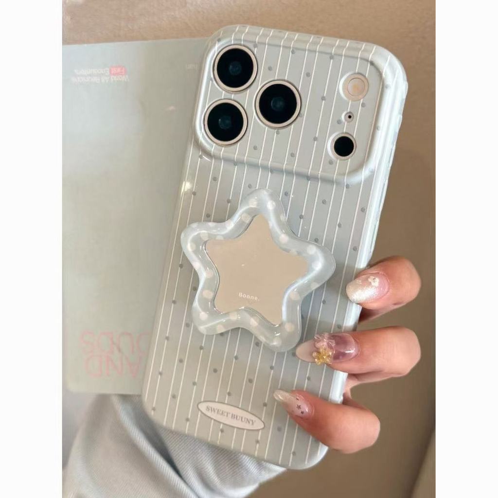 Milk blue stripe stars suitable for OPPOReno16 phone case 15 / 13 / 12 drop resistance FindX9/x8x7/ 