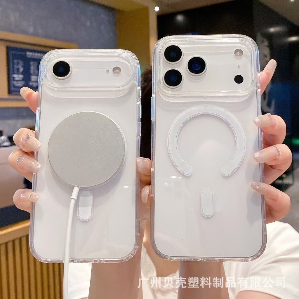 Phong Cách Mới Thích Hợp Cho iphone17promax Apple 16pro / 15 / 14magsafe Vỏ Điện Thoại Từ Tính Trong Suốt