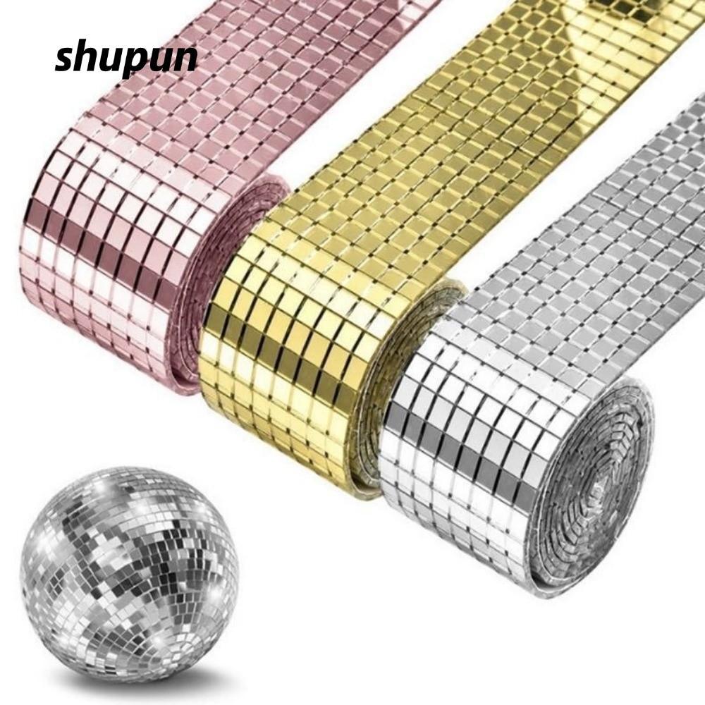 SHUPUN Disco Ball Mirror Sticker, Gương gạch khảm tự dính vuông, DIY Handmade Glass Background Wall 
