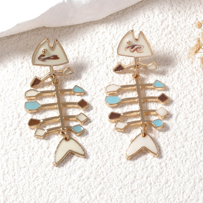 Pinkdudu Hợp Kim Xương Cá Thả Bông Tai Phong Cách Đại Dương Nhỏ Giọt Glaze Dangles Tối Giản Đi Biển Kỳ Nghỉ Trang Sức Cho Nữ PD1208