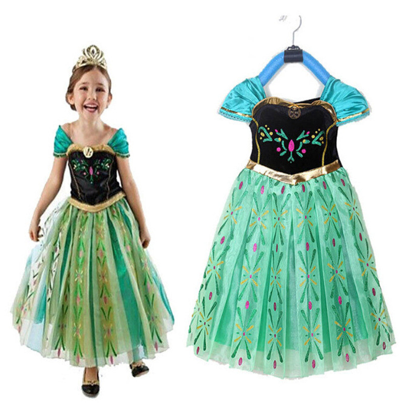 Frozen Bé Gái Frozen Đầm Công Chúa Halloween Trẻ Em Đầm Anna Không Tay Gạc Quần Áo Trẻ Em