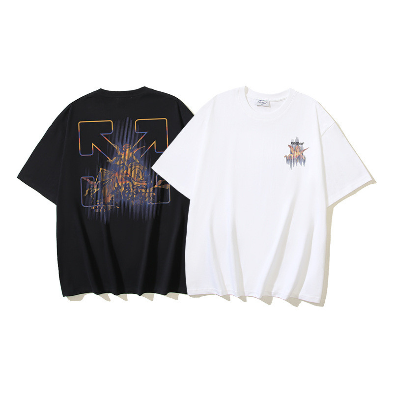 UPL0 Off-Wh*** Angel Old Man Religion Putti Colorful Cracked Angel Arrow Print Short Sleeve T