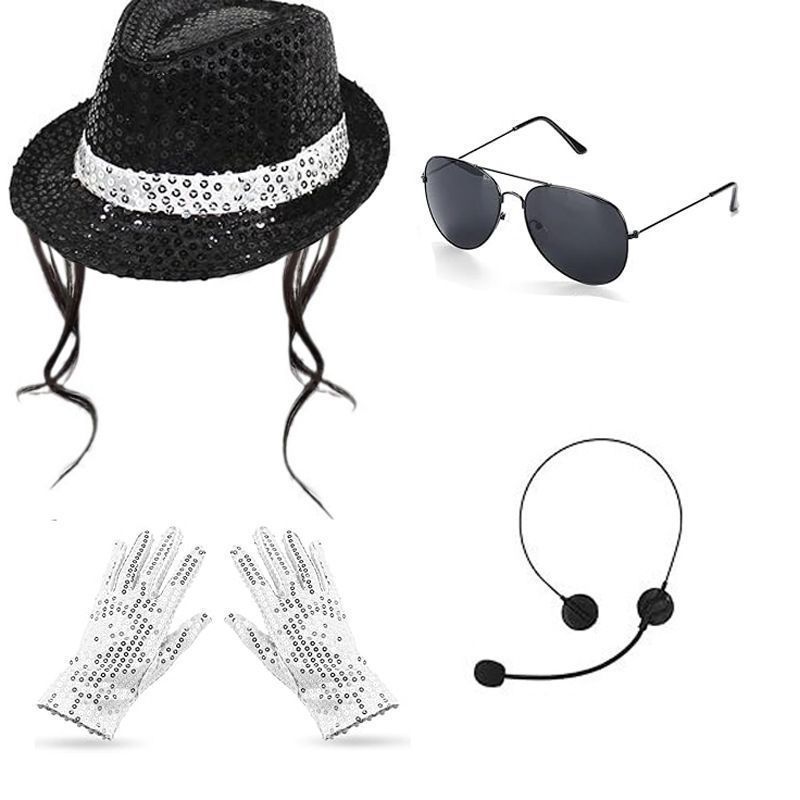 Michael Jackson Hat Black Rock cos Mô phỏng Show Sketch Performance Backward Curly Hair Stage Perfor