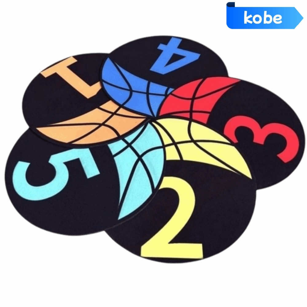 Bộ đánh dấu tập luyện KOBE 6 CÁI, Túi lưu trữ Bút đánh dấu điểm bóng rổ chống trượt, Cao su di động 