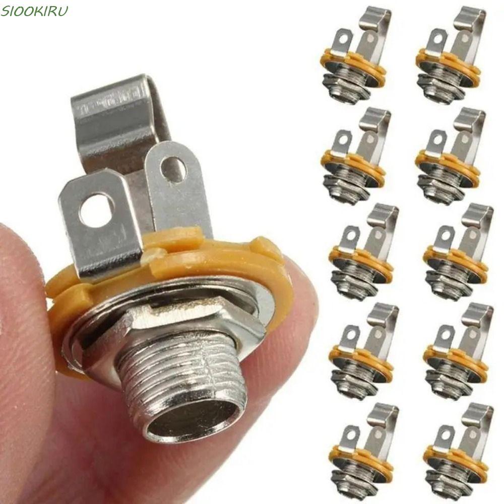 SIOOKIRU 10 Chiếc Đàn Guitar Điện Đầu Vào Jack, Ổ Cắm Kim Loại Đàn Guitar Mono Jack Ổ Cắm, Mono Nữ Đ