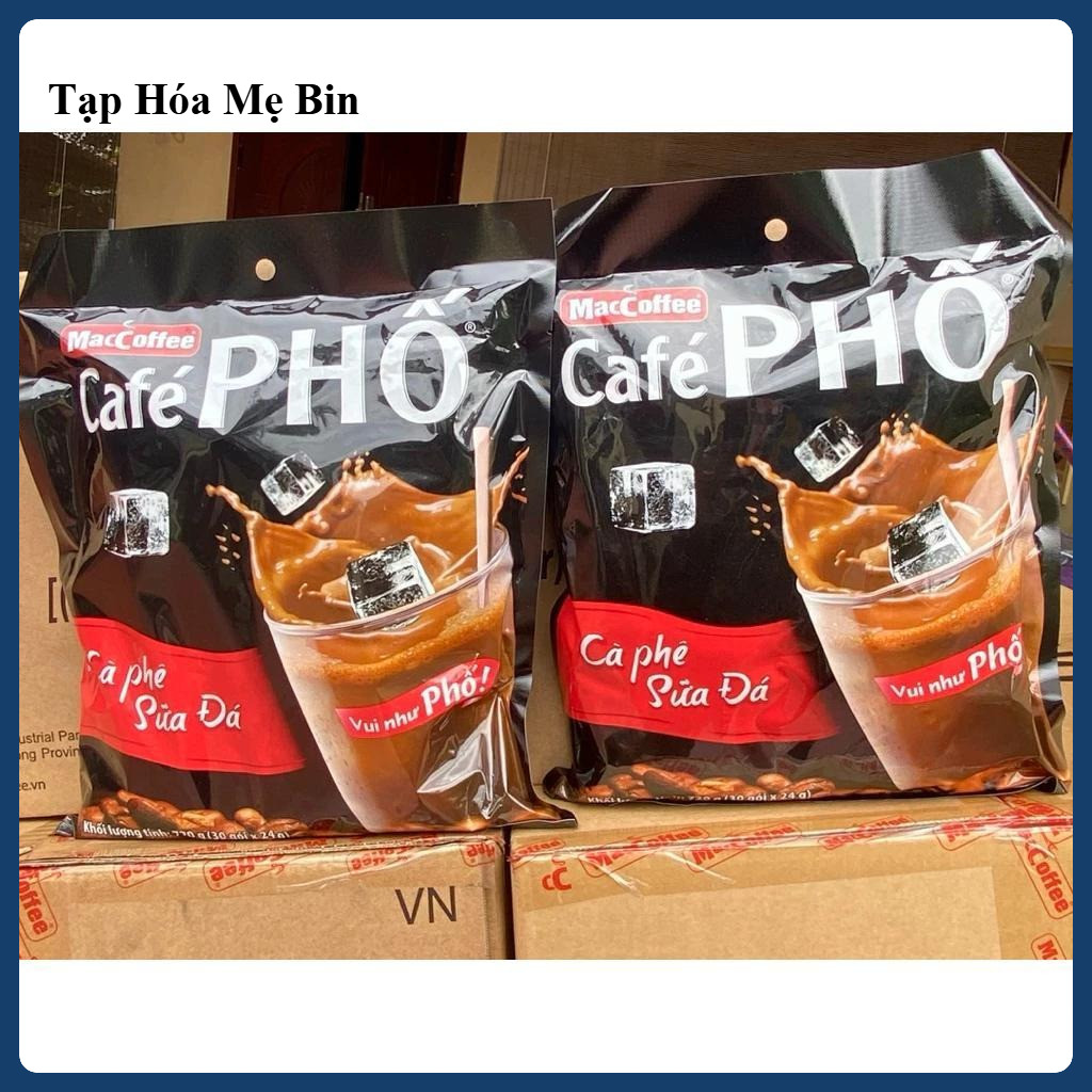 Cafe Phố Sữa Đá MacCoffee 30 Gói x 24g (720g) - Cà Phê Hòa Tan 3in1 Chính Hãng, Date Mới | Tạp Hóa M