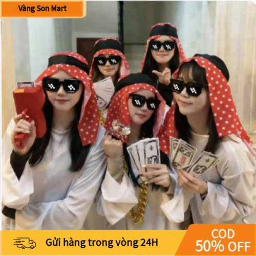 [ Son]  Set đồ đại gia Dubai 3 món, áo vest, kính thời trang, dây chuyền
