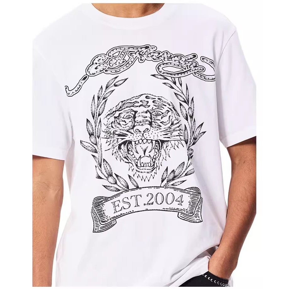 ED hardy Áo thun ngắn tay Cotton in hình hổ 23123