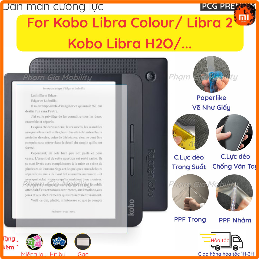 Dán Màn Hình dành cho máy đọc sách Kobo Libra Colour/ Libra 2/ Libra H2O/,... loại Paperlike, Nano, 