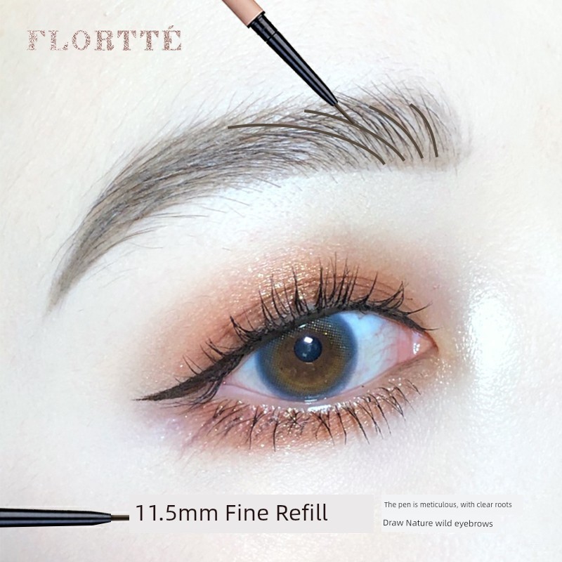 bút kẻ lông mày chì kẻ lông mày Flortte Flortte Bút chì kẻ mày siêu mịn xoay hai đầu chống thấm nước